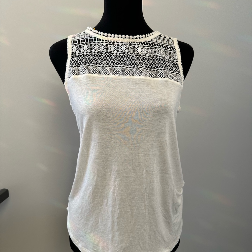 Elegant Cream Lace Trim Women's H&M Top